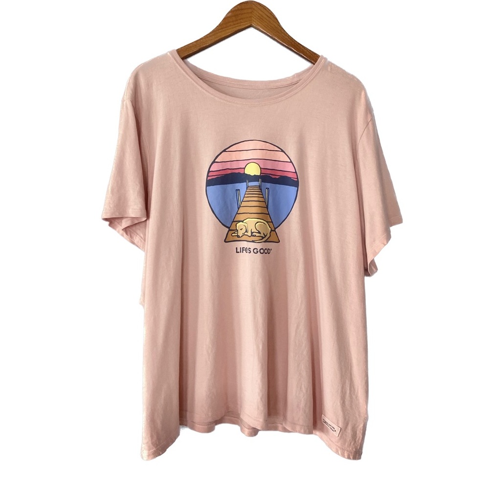 🛑SOLD Life is Good Pink Sunset Dog Graphic Tee Size XXXL - Picture 1 of 5